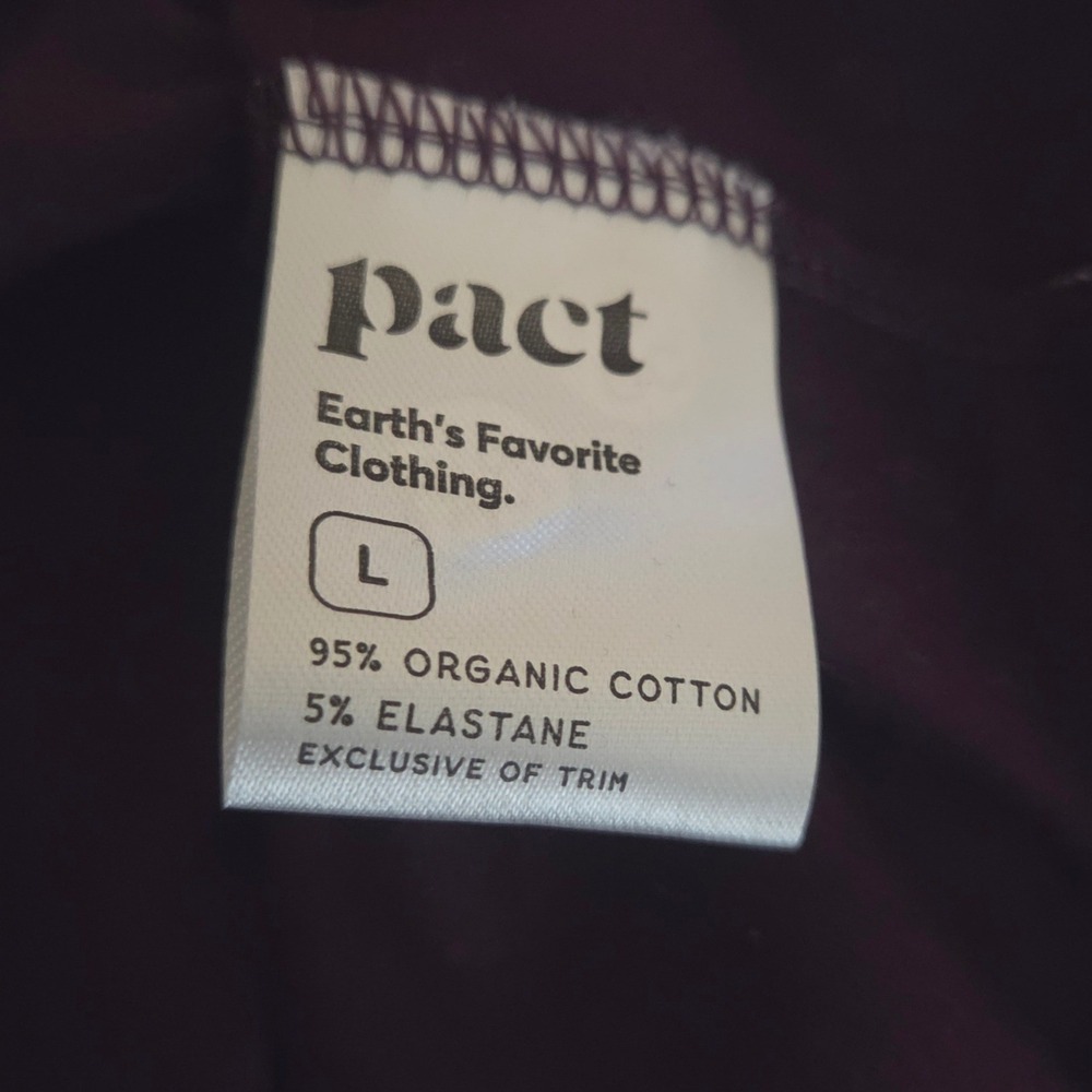 Pact Organic Cotton Polka Dot Dress L NWT Plum Faux Wrap Fit Flare Pockets - Picture 9 of 9